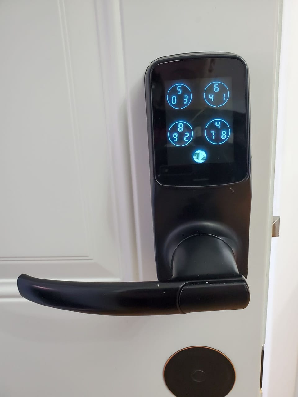 Rear entry latch is located on the kitchen door.