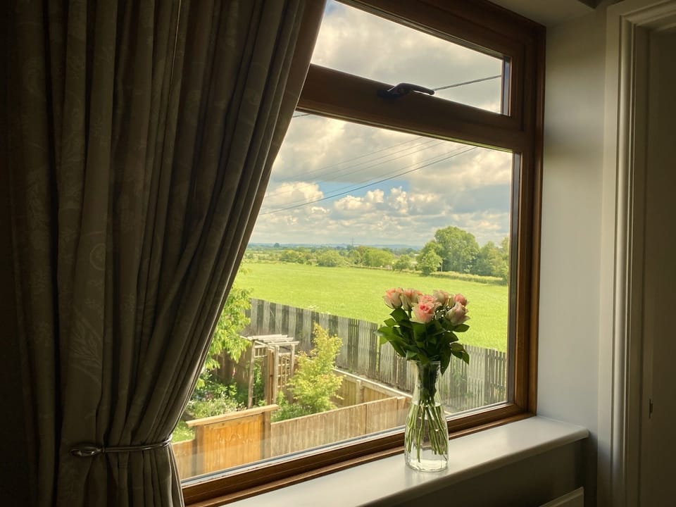Countryside views from upstairs windows.