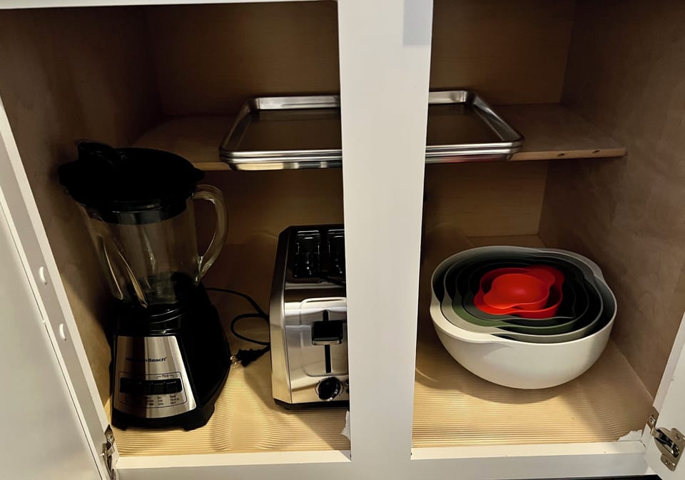 Blender, toaster, and baking essentials