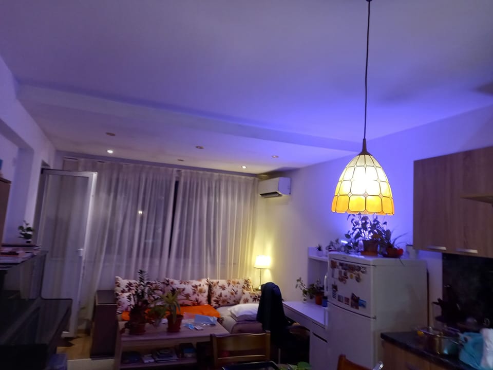 The night lamps in the living room create cozy athmosphere