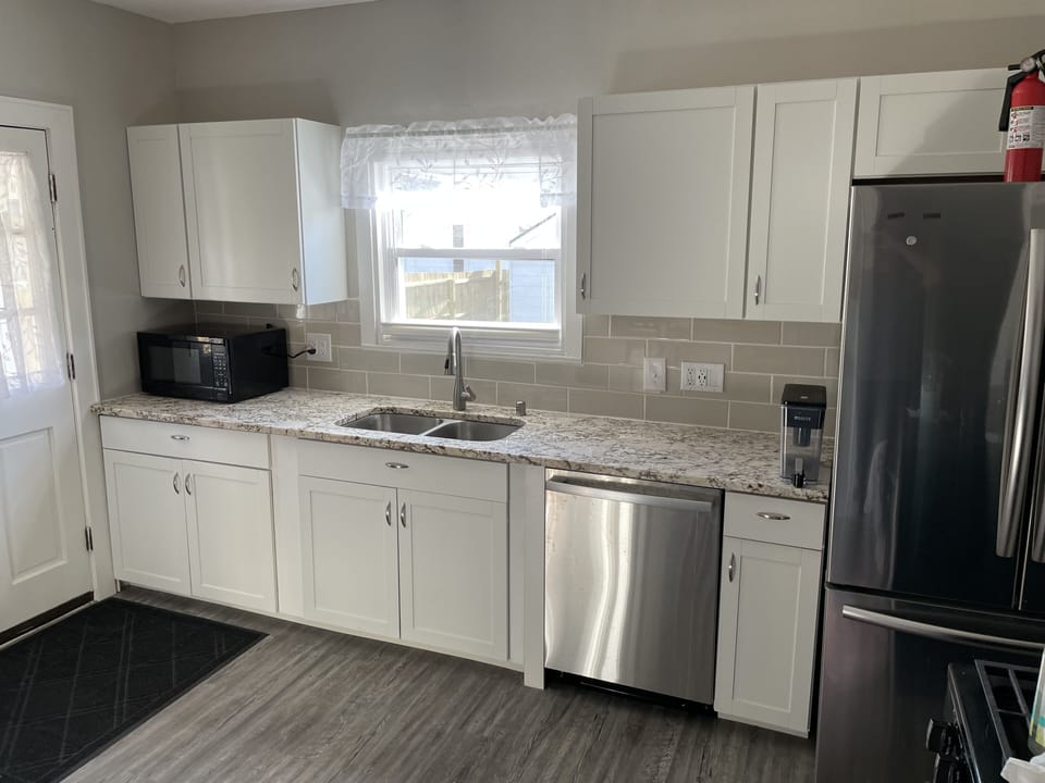 Fully stocked kitchen for easy cooking.
