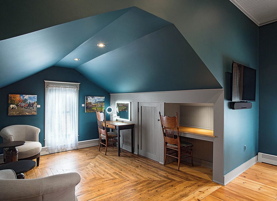 Desk, makeup table with lighted mirrors