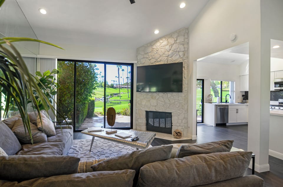 Television and fireplace