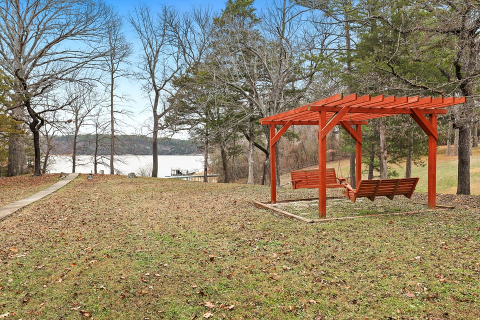 Enjoy good conversation on the pergola swings!