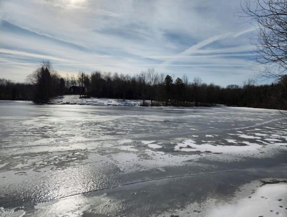 Winter pond view from hiking trail