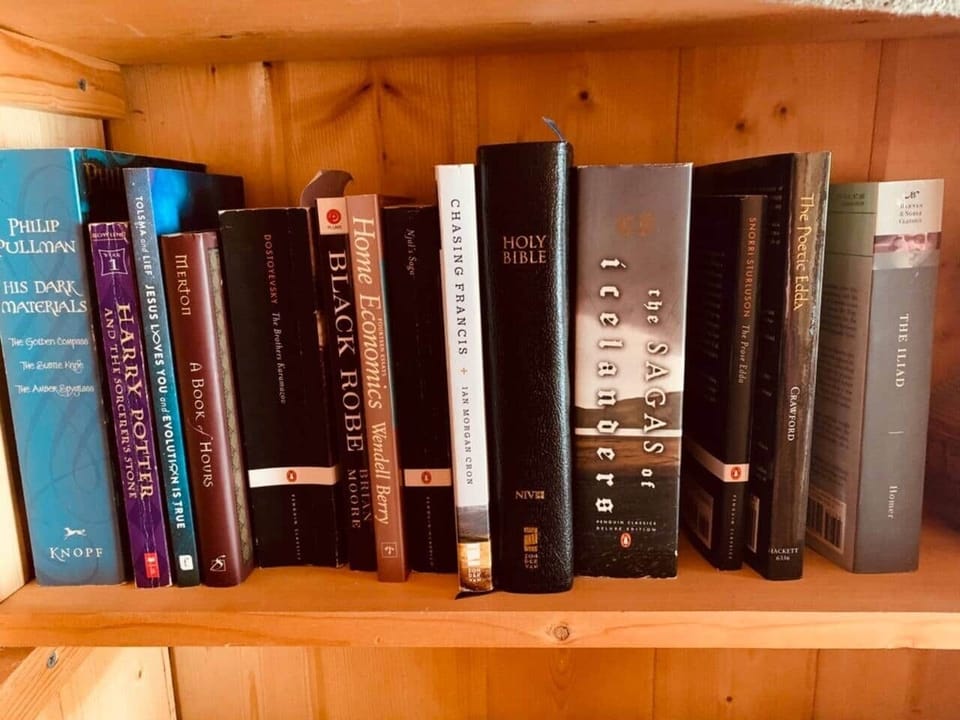 Enjoy a book from the small library.