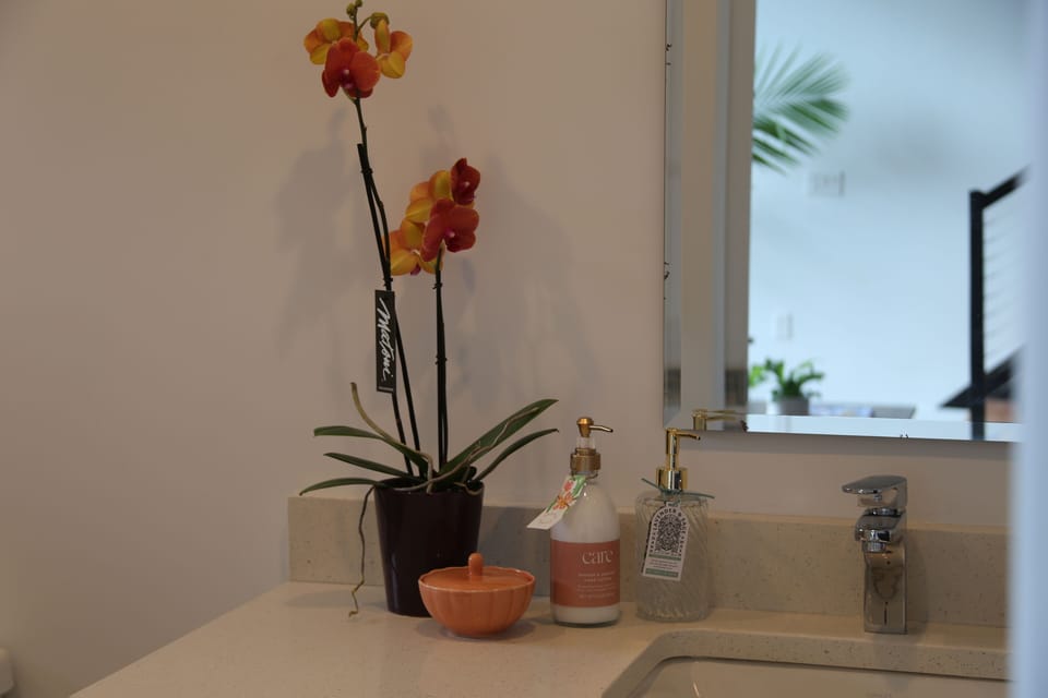 Main bath has a soaking tub and shower