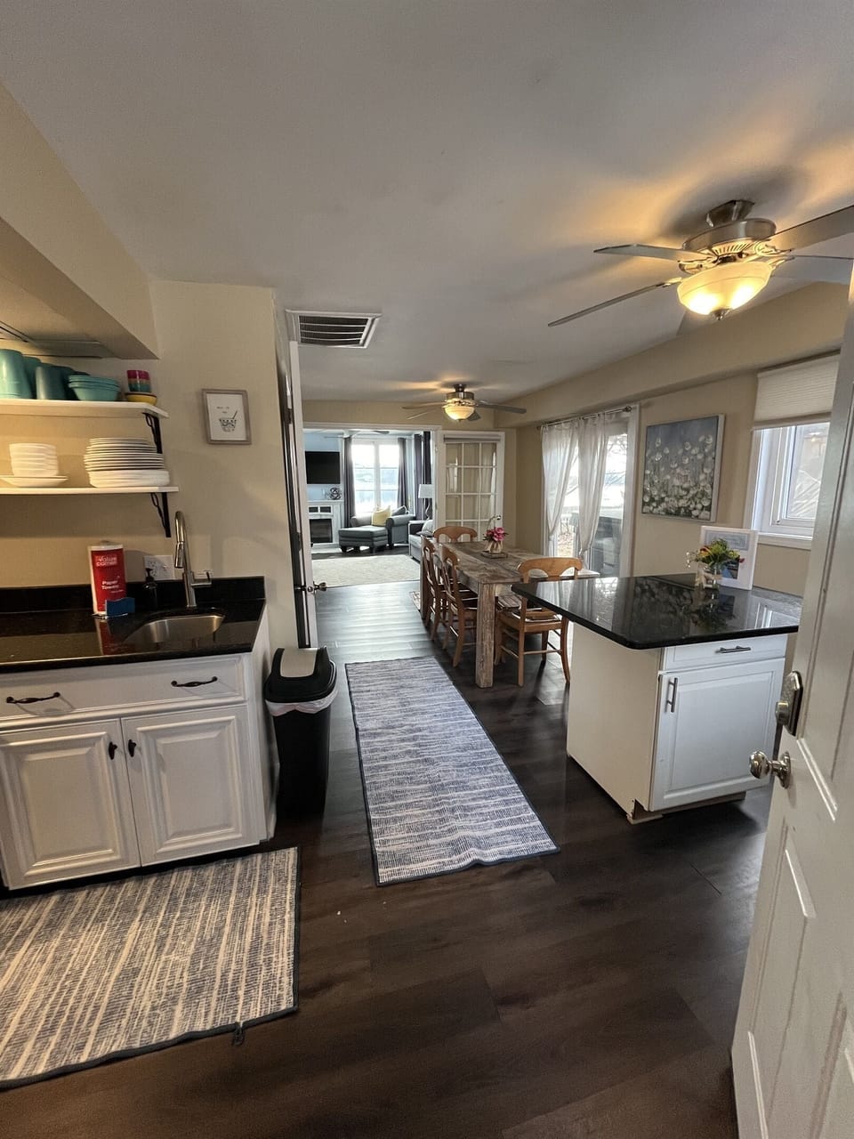 The sliding door on the right leads straight out to the hot tub gazebo.