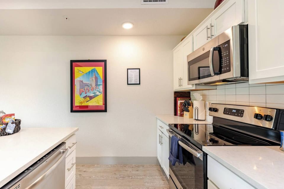 Modern kitchen with stainless appliances