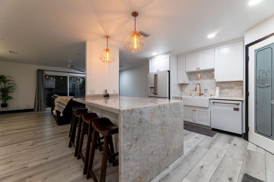 This chefs kitchen is truly a dream! So much counter space and its fully equipped with all the tools you need to make a full spread.