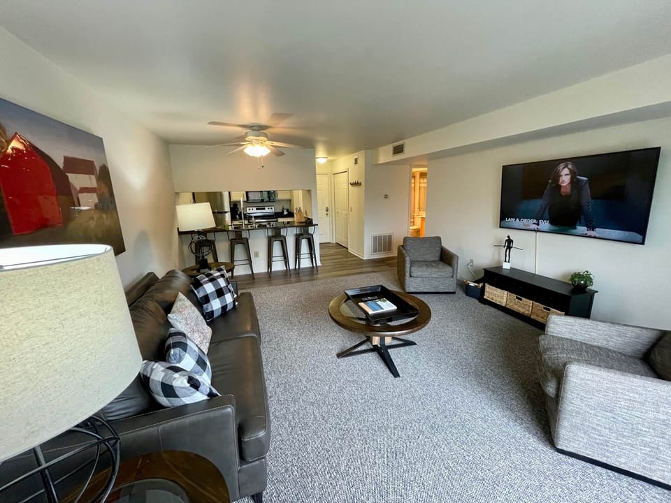 Large Living Area with new 65' HDTV