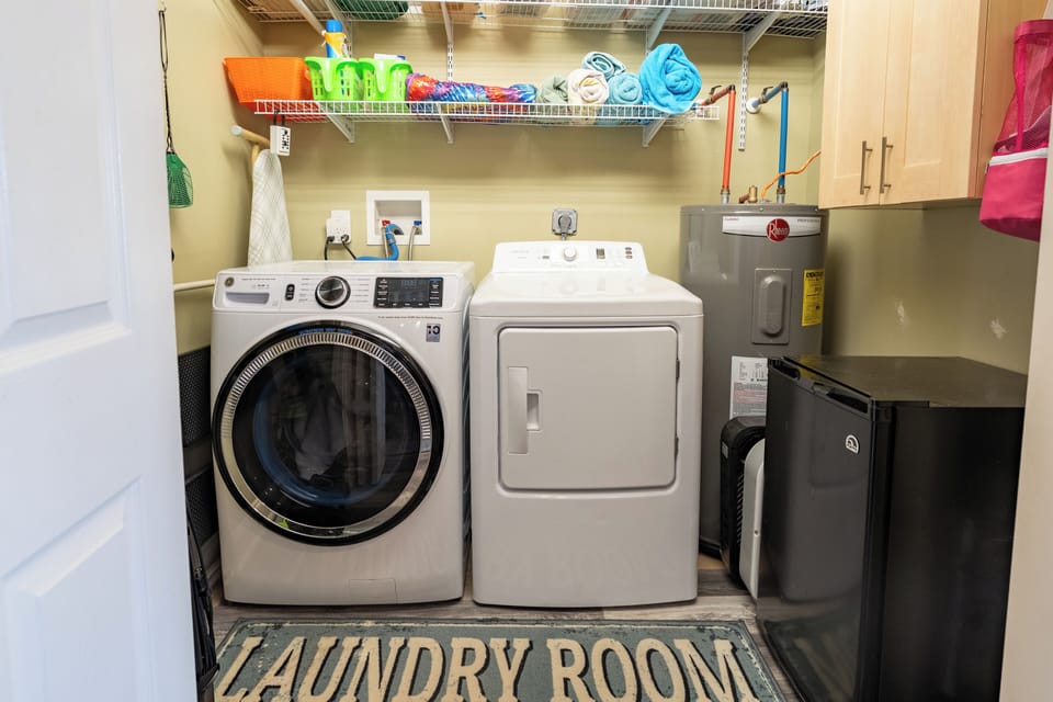 Your in-unit laundry room makes packing light a breeze, with a full-size washer and dryer plus organized storage for all your beach gear and essentials.