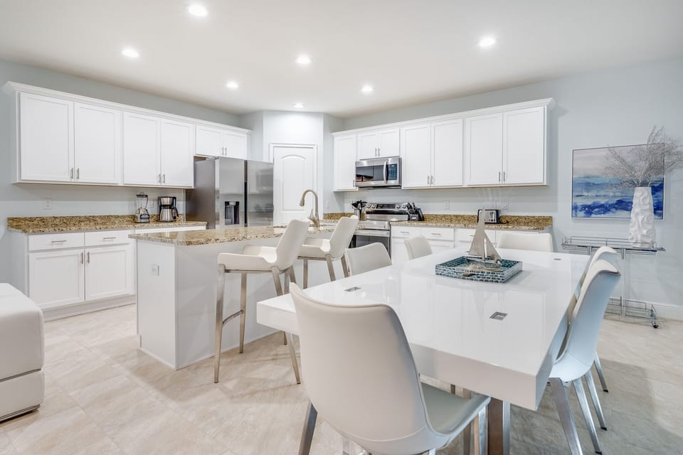 Dining Table with adjacent bar stools for added seating