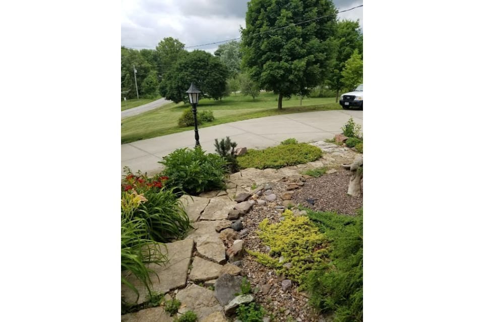 Walkway to front door and driveway