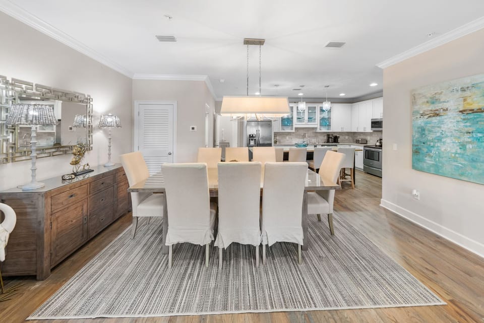 2nd Floor - 🍽️ Dining Area for 8, fully equipped kitchen with granite countertops and stainless-steel appliances