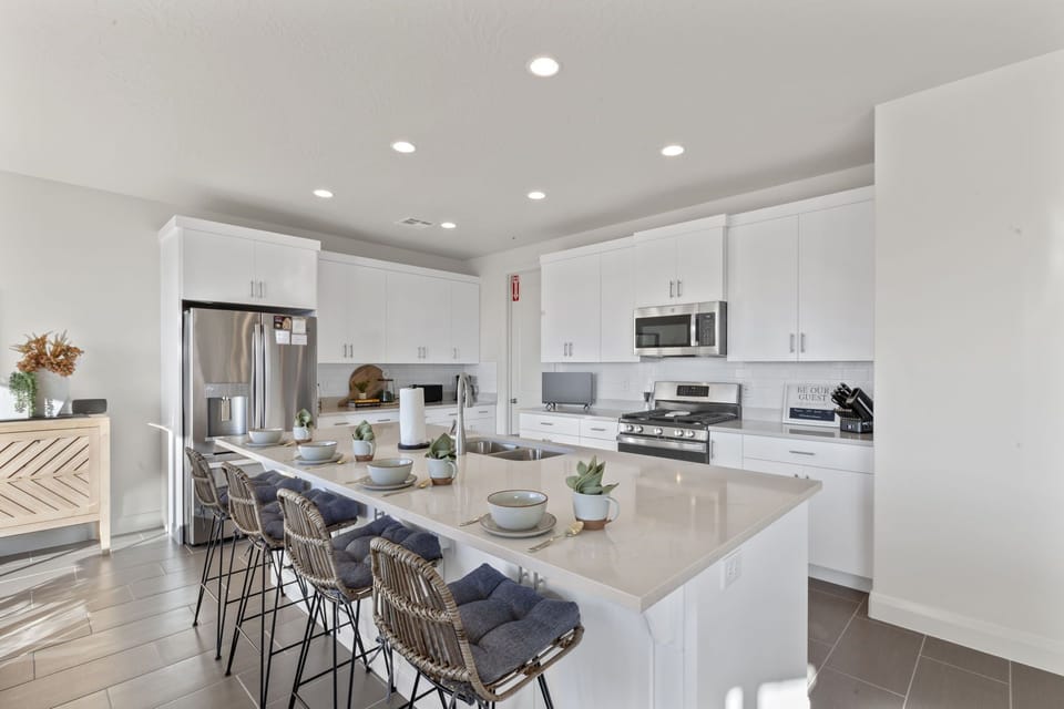Fully stocked kitchen with everything you need for your stay!