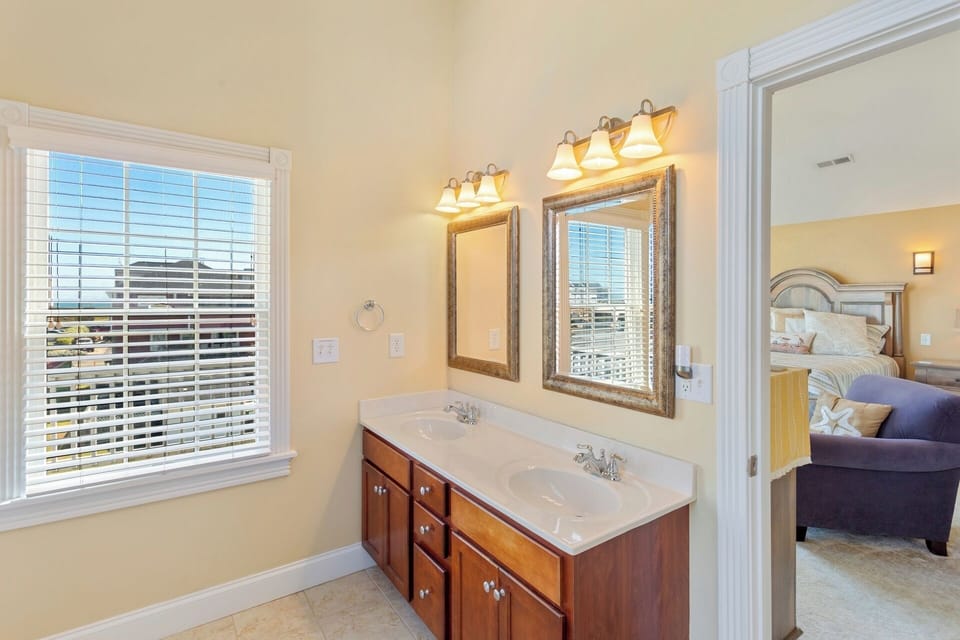 The Top-Level Master Bathroom offers a little added luxury to your stay.
