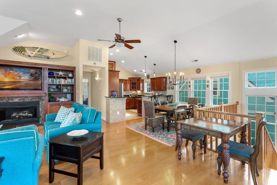 The open-concept Top Level keeps everyone enjoying their stay.