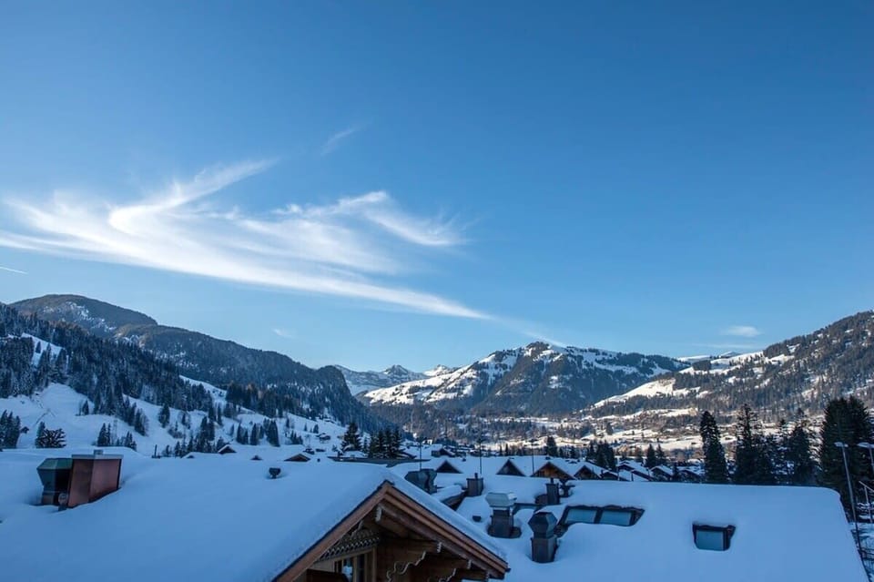 the snow covered town 