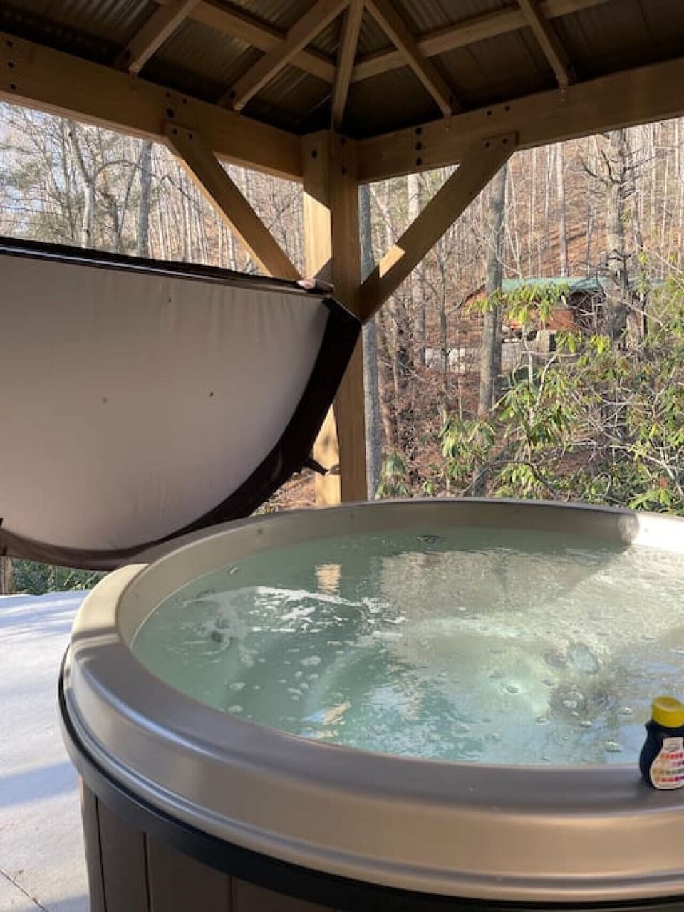 Your private hot tub is ready, morning or night, rain or shine.