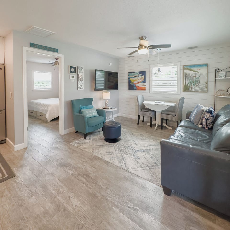 Bright living space with smart TV