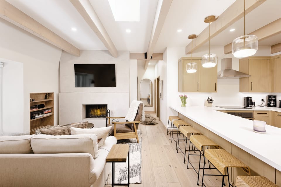 Enjoy the fireplace in the living room.