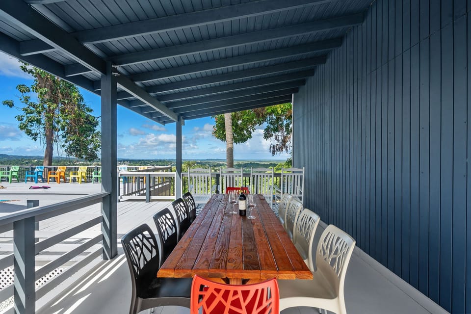 Outdoor table by the pool