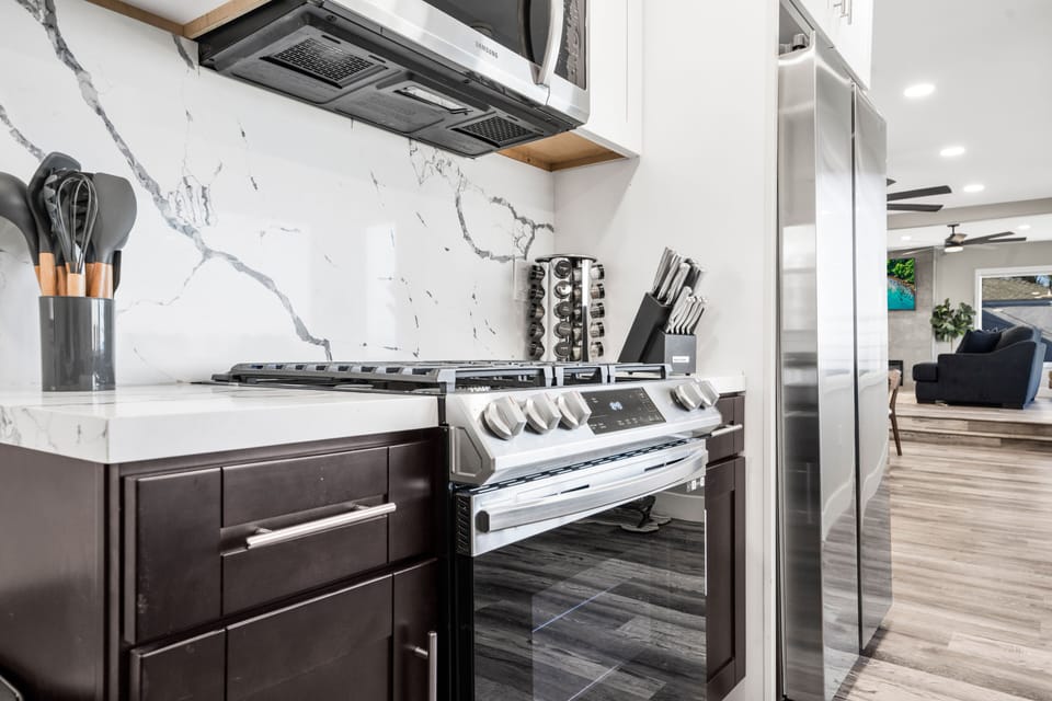 Kitchen stocked with all of the cooking essentials for dining in!