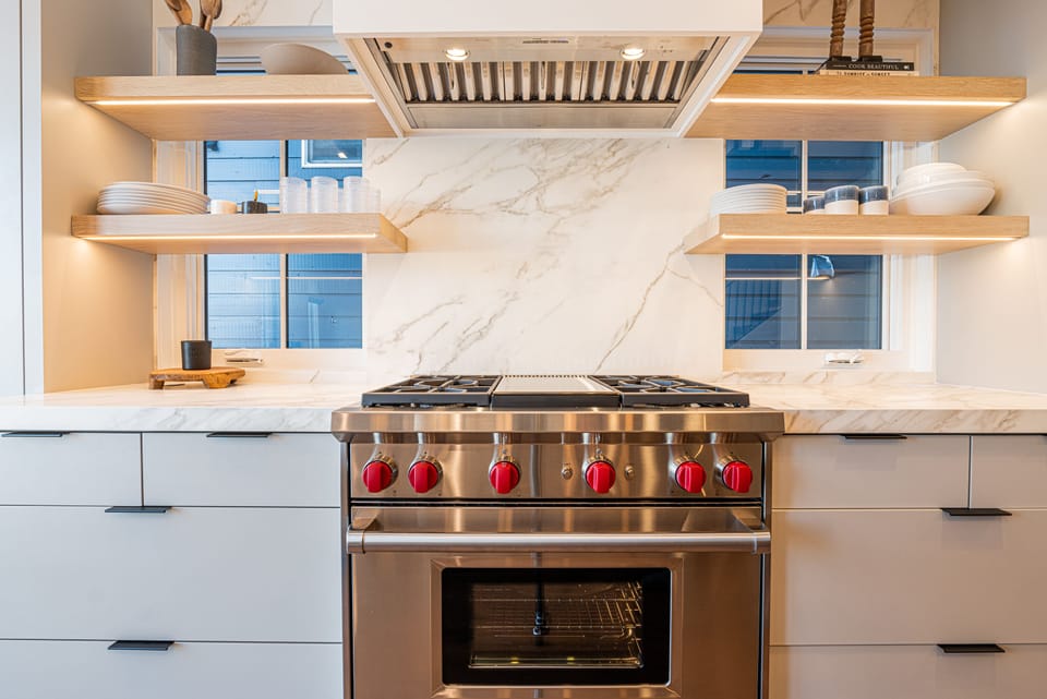 Fully equipped gourmet kitchen featuring and spacious island with seating for four