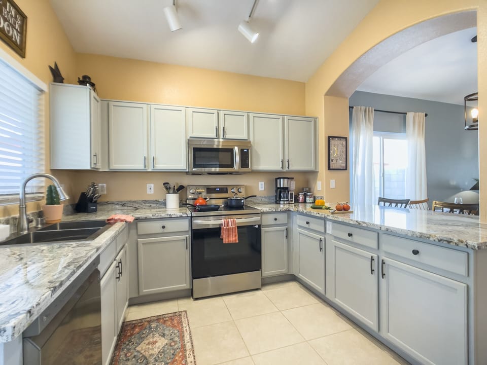 Updated kitchen has all things needed to make a perfect meal.