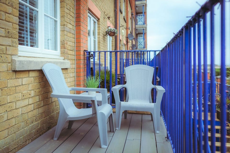 Balcony off lounge with sea views