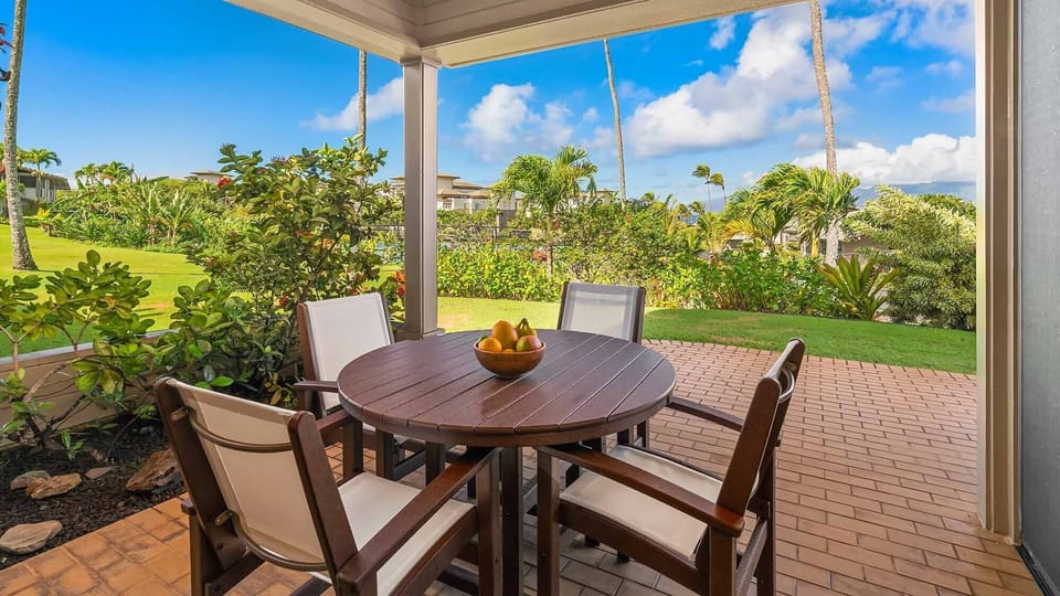 Kapalua Bay Villas #11G4 - Covered Ocean View Dining Lanai - Parrish Maui