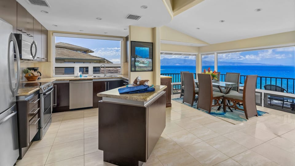 Kapalua Bay Villas #21B2 - Ocean View Kitchen & Dining Room - Parrish Maui