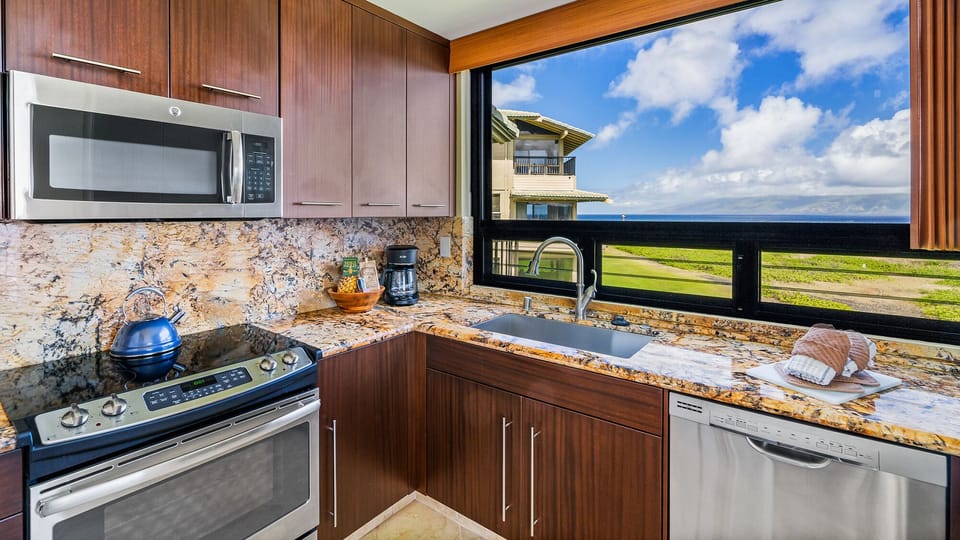 Kapalua Bay Villas #34B2 - Molokai View Kitchen - Parrish Maui