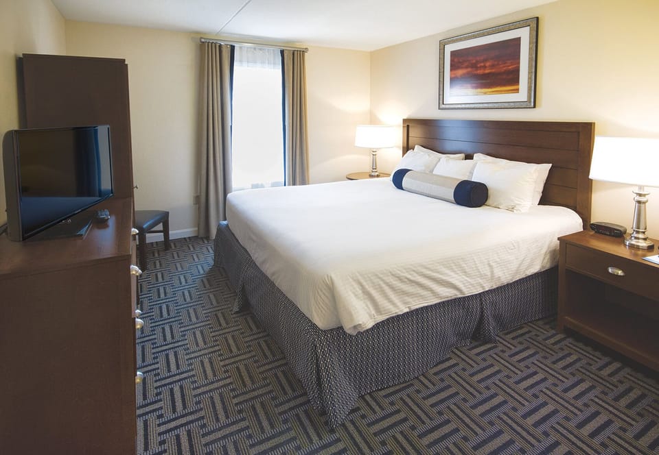 Master bedroom has a king-size bed.
