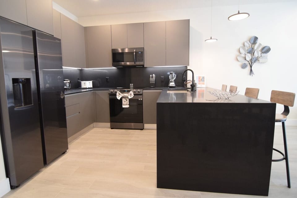 Ultra-modern kitchen with all the appliances you need to dine at home