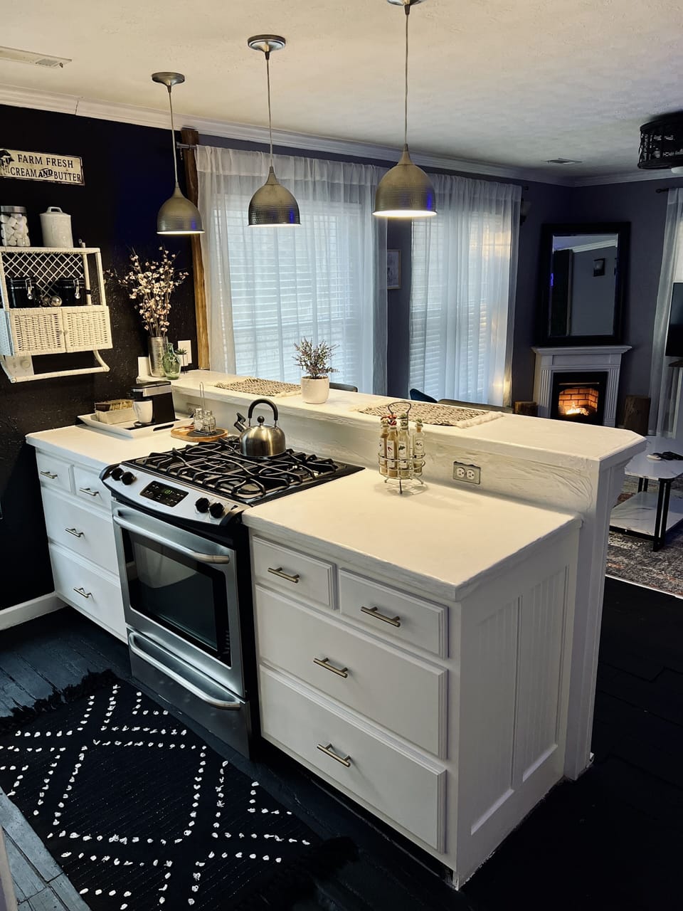 Kitchen with gas burning stove 