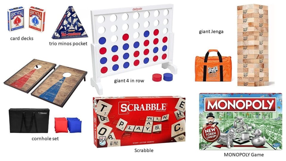 Available outdoor and indoor games