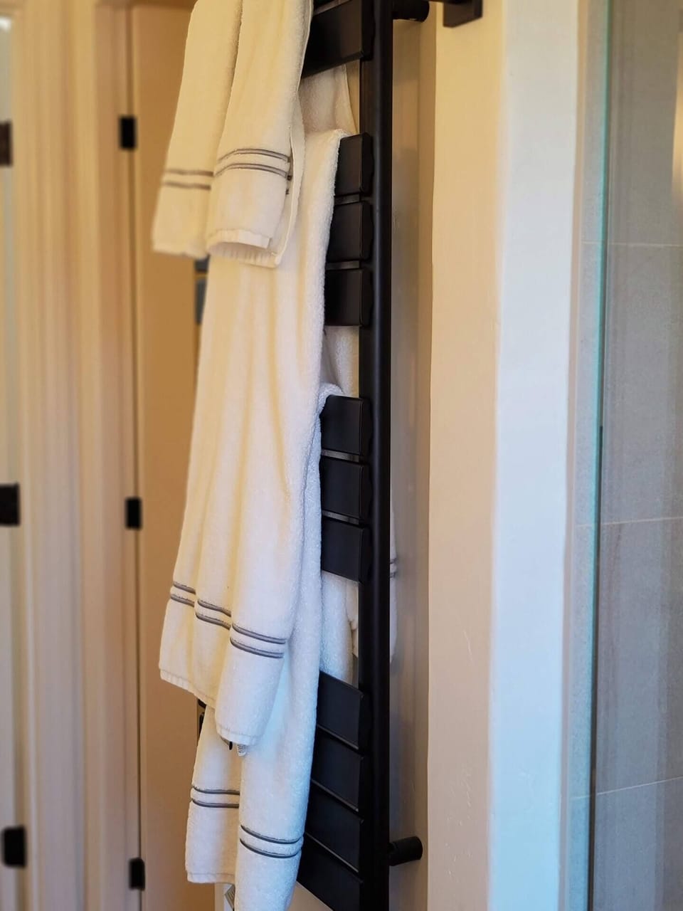 Heated towel warmers.