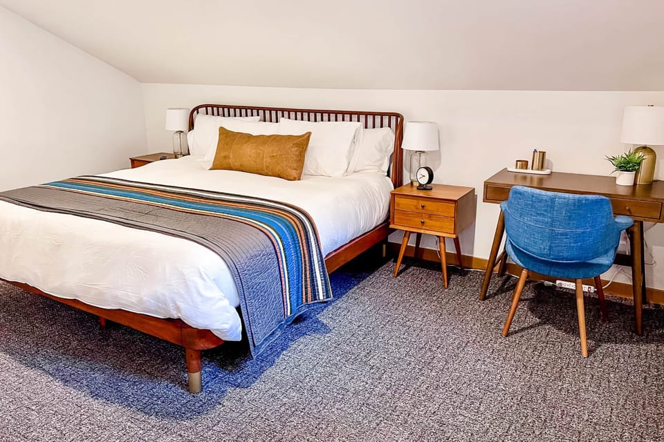 Upstairs king bedroom with 43" smart TV