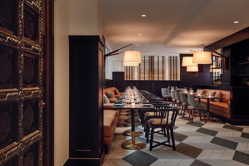 Savor intimate dinners beneath warm lighting and elegant table settings.