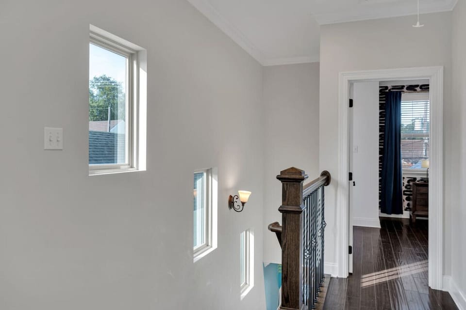 The funky vibes continue upstairs via the beautifully decorated staircase