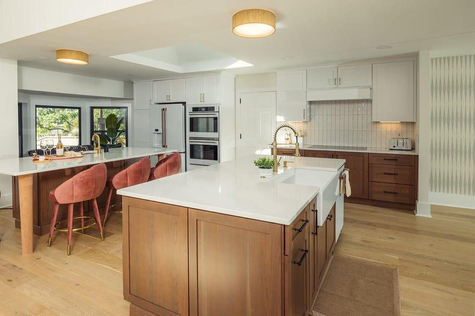 Main home Kitchen with double islands, double sinks and double oven