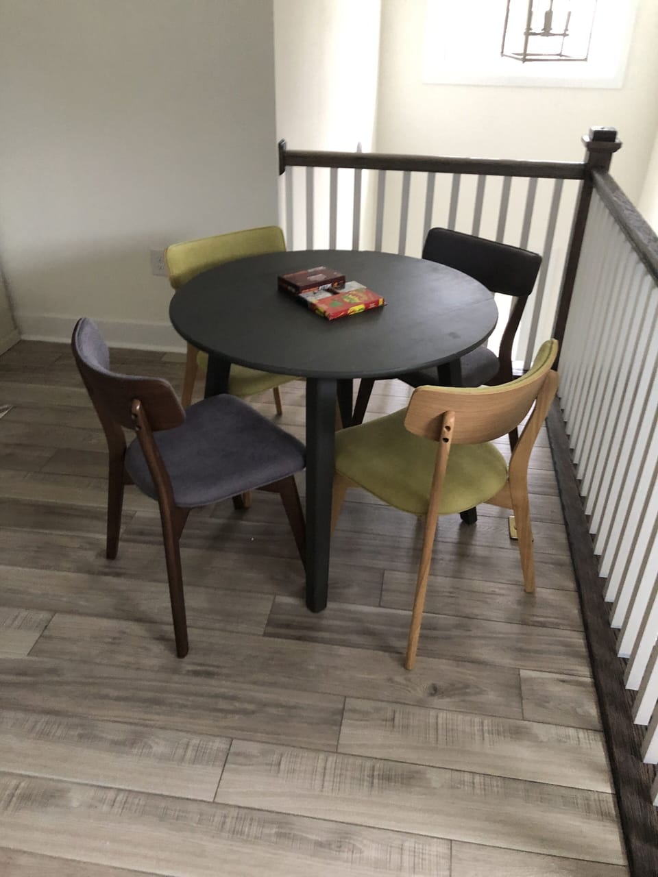 Table and chairs in Loft - game or puzzle table or a work space. Morning coffee!