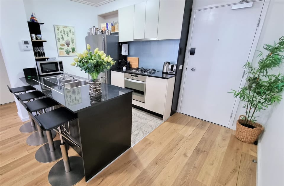 Kitchen & doorway with digital lock