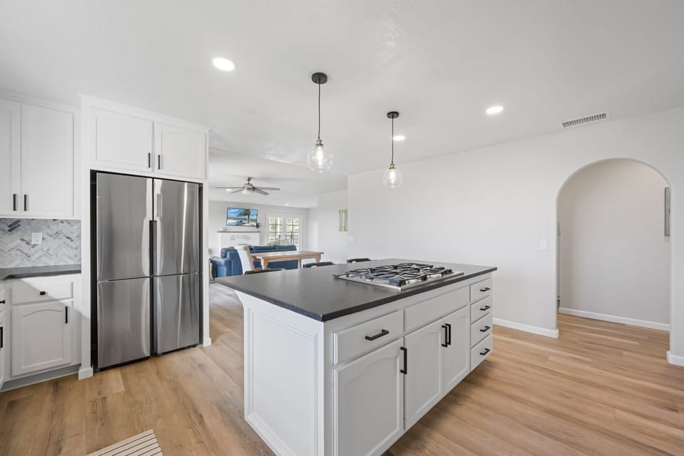 Large open kitchen with granite counters