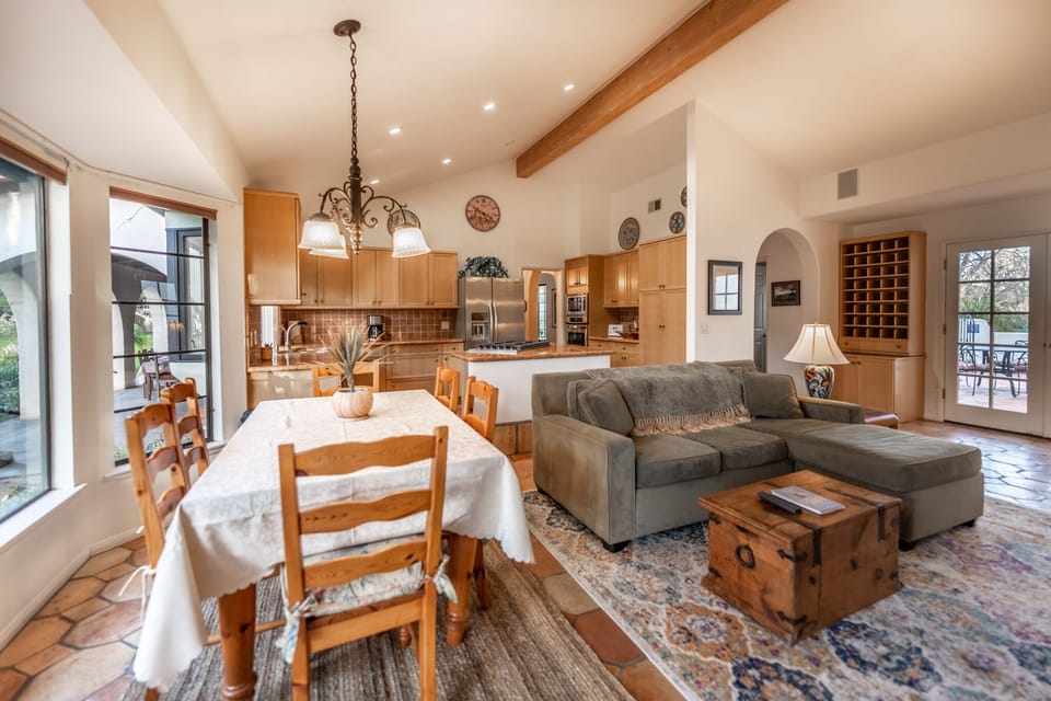 Family room and kitchen