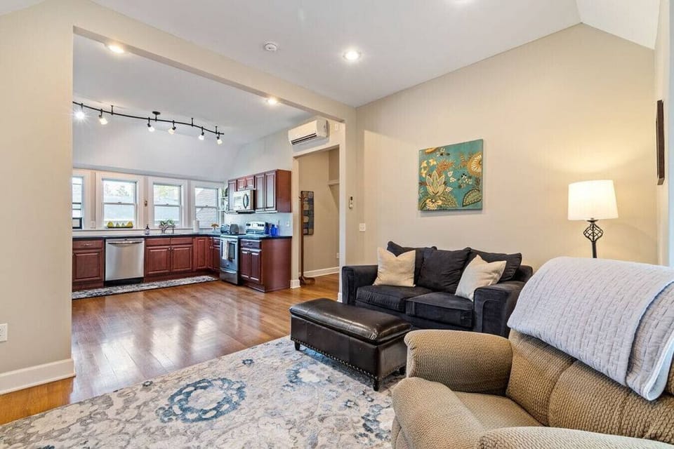 Brightly lit, open concept layout