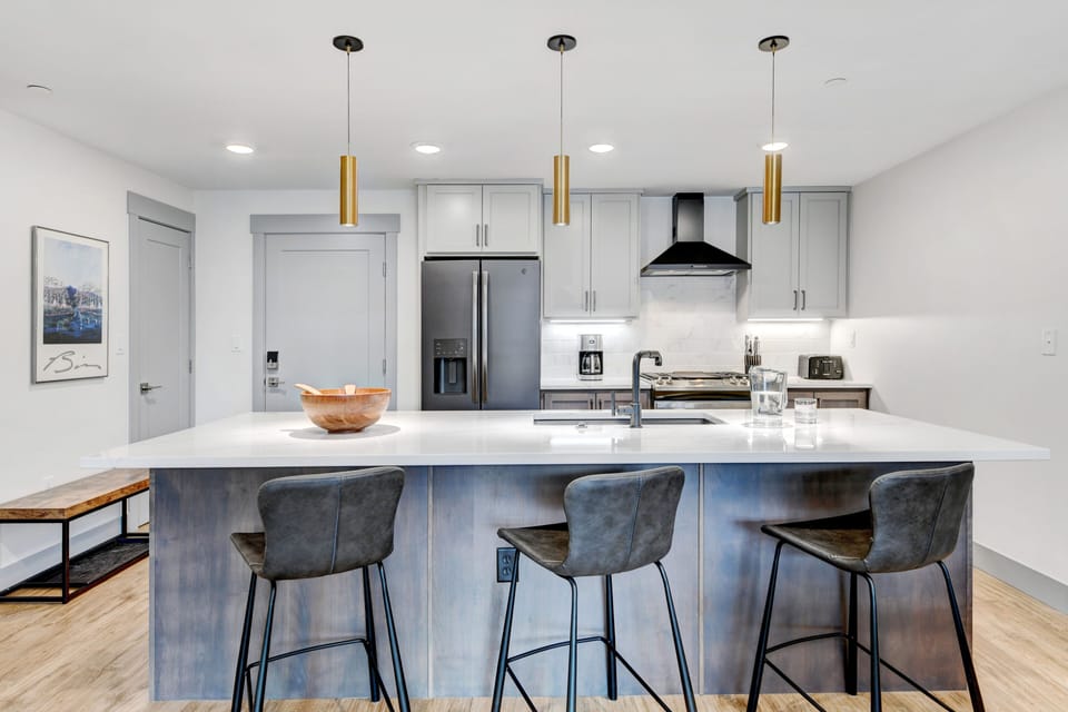 Kitchen Area with Island Seating for 3