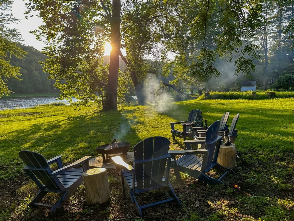 Sunset by the river, fire pit gathering time - perfection!